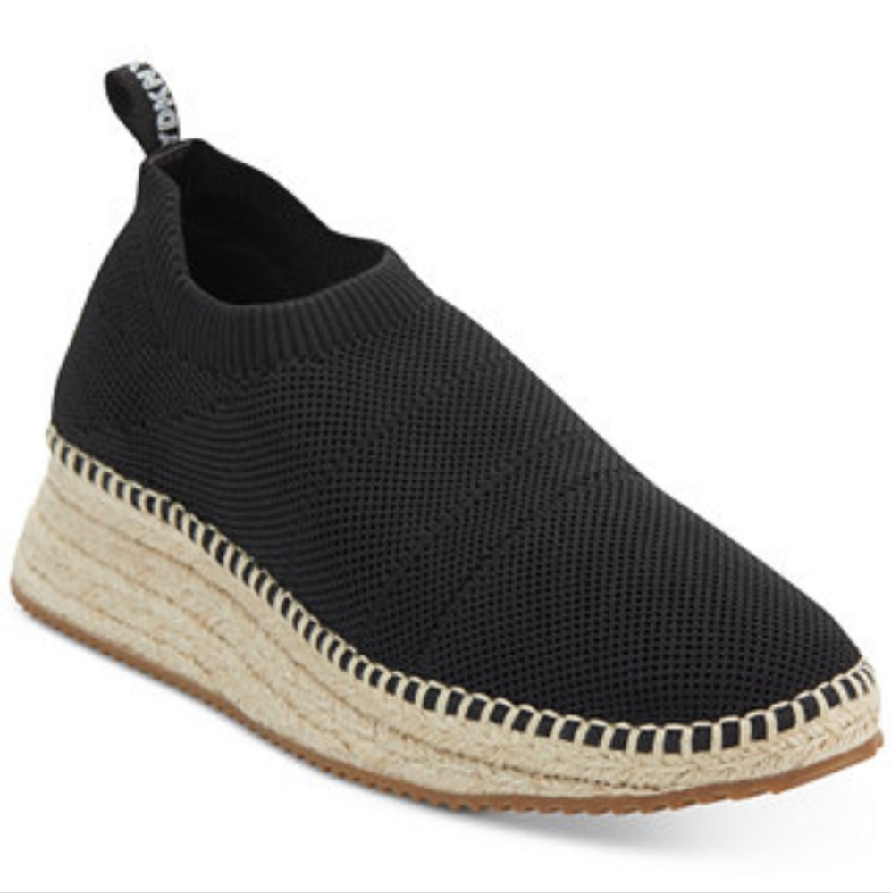 DKNY Alman Stretch Knit Black Knit Sneaker Espadrilles.